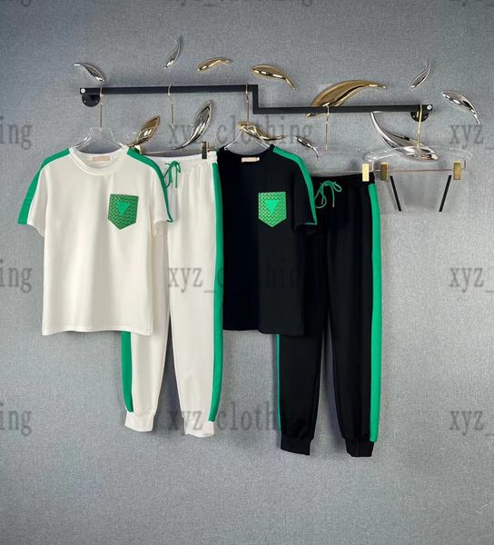 

pra womens round neck t shirts pants sets brand designer tracksuits womens pant set sports wear polo jacket casual trousers elastic waist sh, White