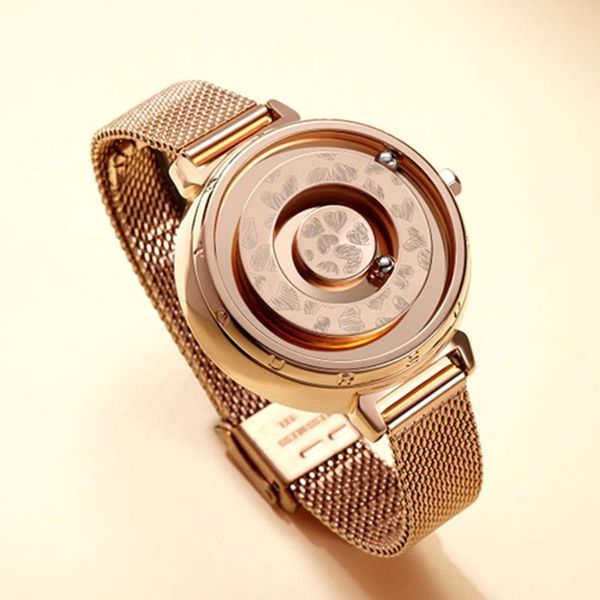 

wristwatches brand magnetic ball wrist watch rose gold women fashion casual bracelet stainless steel ladies quartz woman, Slivery;brown