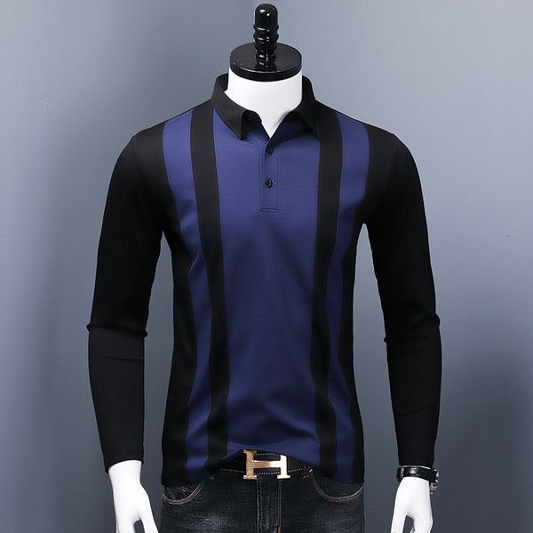 

2021 casual business long sleeve men's cotton shredding striped 37vn, White;black