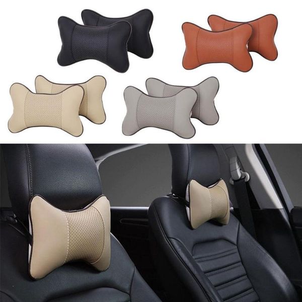 

seat cushions 1 pair universal car neck pillows pu leather breathable mesh auto rest headrest cushion pillow interior accessories