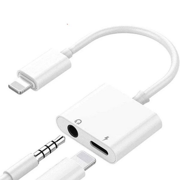 

2 in 1 adapter aux charging lightning to 3.5mm cable splitter support bluetooth call for xs max xr x 7 8 plus splitte(opp bag)