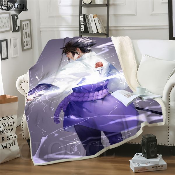 

cloocl blankets anime naruto uchiha sasuke 3d print street style air conditioning blanket sofa teens bedding throw plush quilt