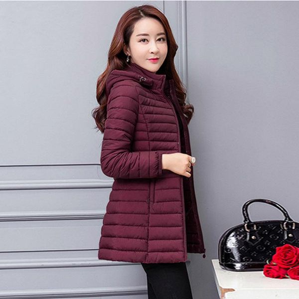

winter coat women's mid-length new winter jacket korean version of loose and fattened lightweight feather cotton-padded jacket, Black