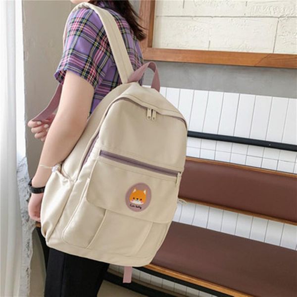 

backpack japanese solid color student lapharajuku nylon women school bag shopping travel female lady rucksack classic rugzak