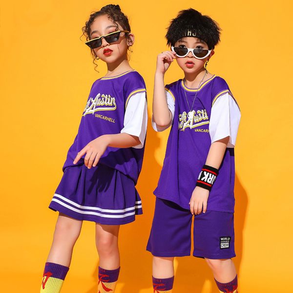 

new hiphop boys/girls dance costume basketball cheerleading street dance clothing girls jazz kids costume hip hop clothes vdb091, Black;red