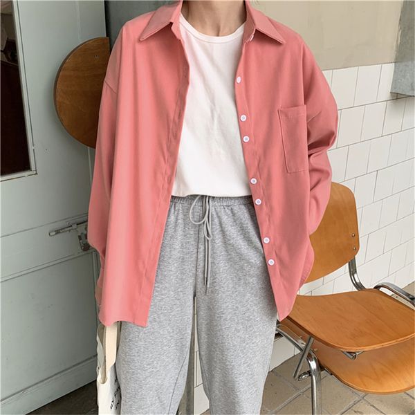 

2021 office lady vintage oversize high street outwear chic brief loose retro new shirts casual all match stylish clothe oixn, White