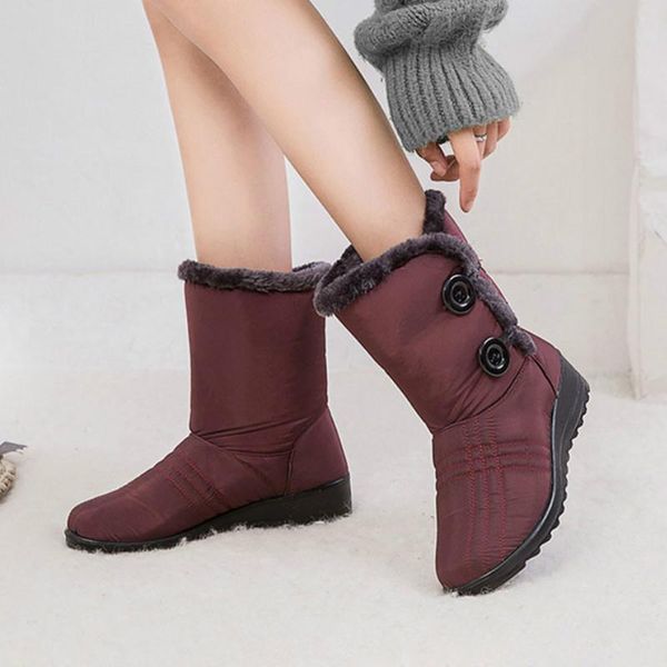 

boots women winter 2021 fashion round toe ankle casual shoes woman plush snow boot ladies botas, Black