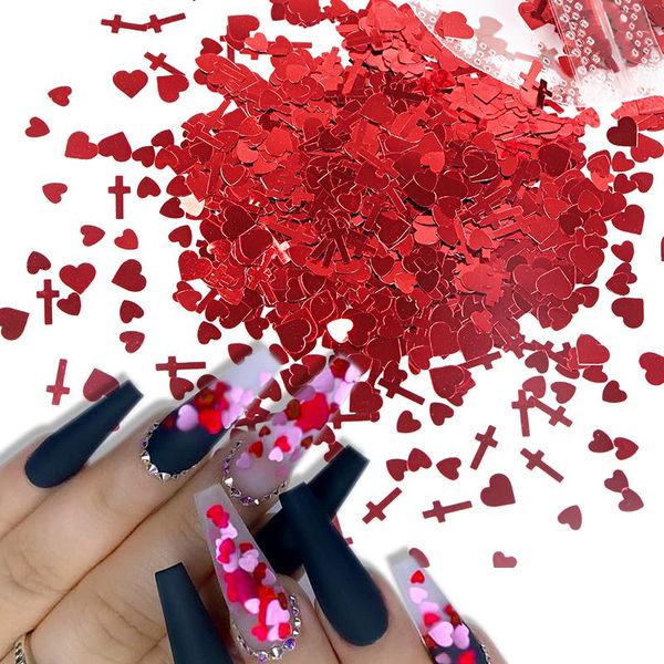 

nail art decorations love heart shape glitter flakes 3d colourful sequins manicure diy tiny slices decoration kawaii nails accessories, Silver;gold