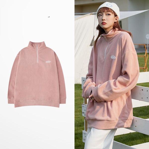 

men's hoodies & sweatshirts retro insty solide color clothing mens hip hop pink black zipper fashion high street men and women