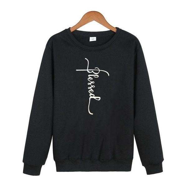 

women's hoodies & sweatshirts blessed women thanksgiving woman clothes thankful pink clothing winter 2021 womens pullovers letter casua, Black