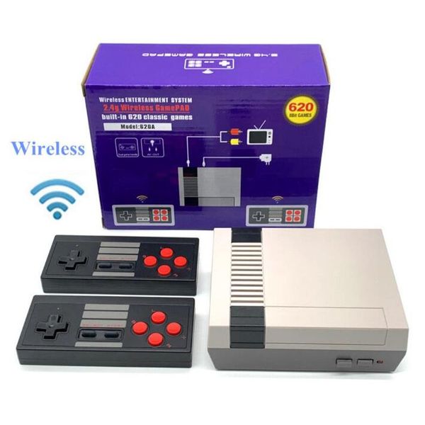 

8 Bit 2.4G Wireless Video Game Console Retro TV Console Box AV Output Dual Player Controller Built in 620 for Classic NES Games