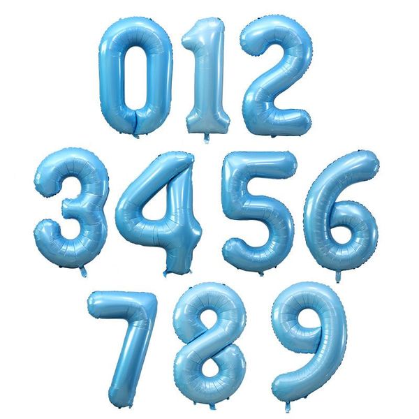 

party decoration 40 inch 0-9 blue aluminum foil inflatable birthday balloon