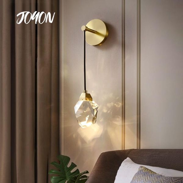 

wall lamp modern crystal nordic copper led pendant light bedroom bedside corridor stairs home decor sconce lighting fixture