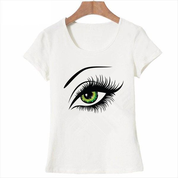 

summer tees short sleeve women t shirt cotton big eyes print funny woman clothes, White