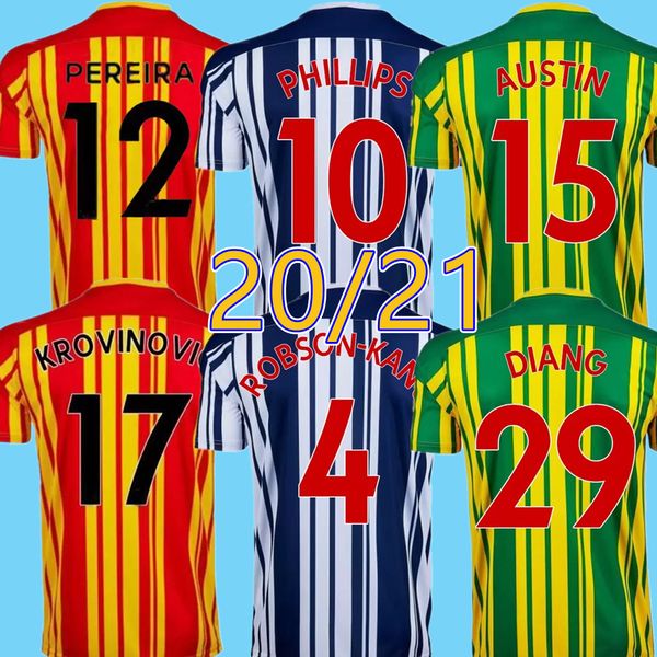 

20 21 westbrom soccer jerseys 2021 bromwich football shirt kits camiseta men robson kanu townsend equipment, Black;yellow