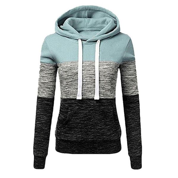 

women's hoodies & sweatshirts solid color fleece hoodie womens casual hooded pocket long sleeve patchwork pullover sweatshirt plus size, Black