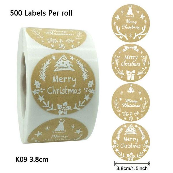 

gift wrap 500pcs round merry christmas stickers thank you card box package seal label