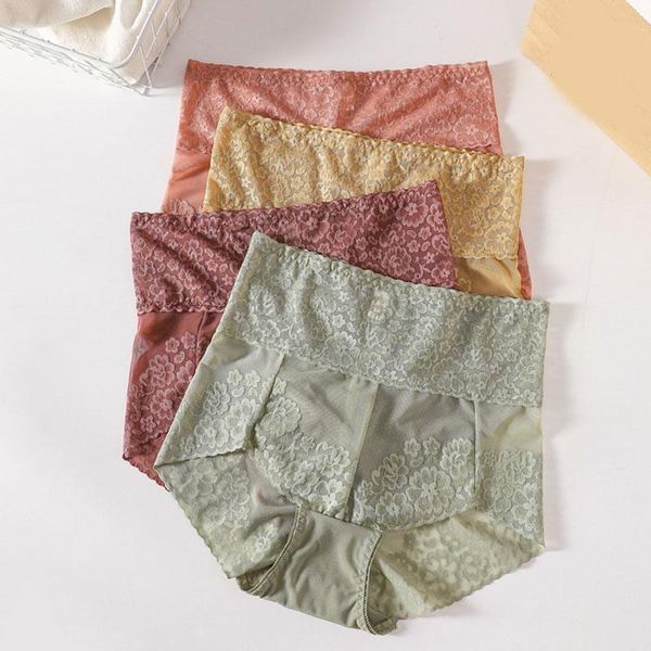 

women's panties fashion seamless underpants women lace breathable hollow out high waist solid color skin-friendly, Black;pink