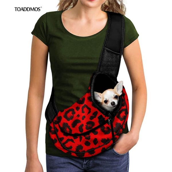 

fashion leopard red skin print pet cat dog carrier messenger bag adjustable travel breathable mesh backpack carrier single light