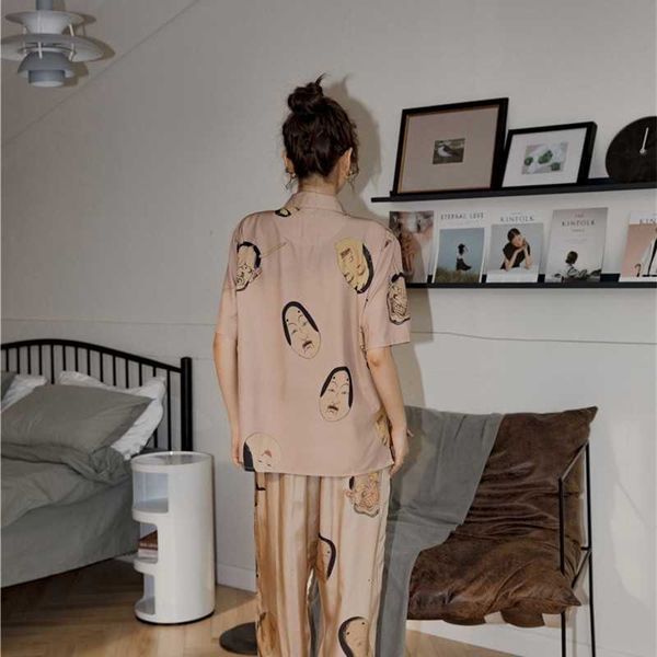 

women's pants & capris ukiyoe hannya print khaki women summer trousers loose fashion straight leg bottoms womens nude 02gj, Black;white