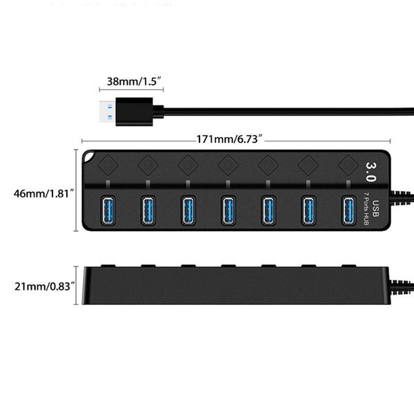 

hubs k92f 7 ports usb 3.0 hub no driver required, extension with switches power adapter support splitter computer accessories
