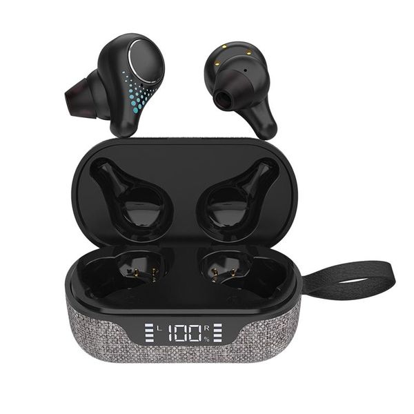 

tws 5.0 stereo motion led true wireless two ear call with charging chamber bluetooth headset black (cloth art