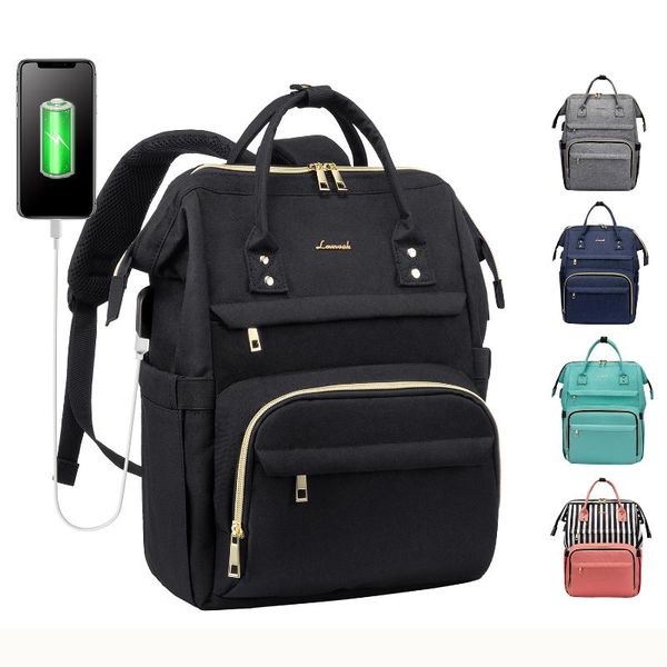 

lovevook women backpack lapbackpacks multifunctional bags usb charge canvas anti-thieft backpacks for school/work