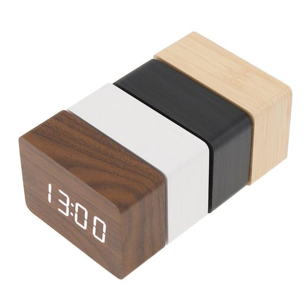 

other clocks & accessories multicolor sound control wooden wood square led alarm clock table digital rectangle desktop