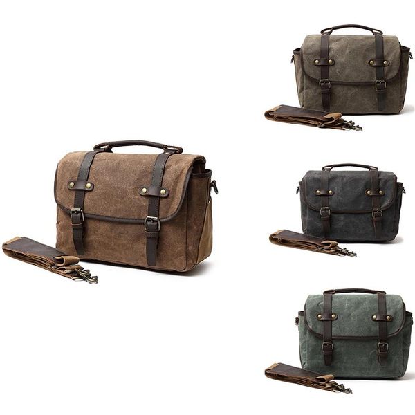 

shoulder bags asds-retro canvas bag waterproof camera men's pu leather messenger handbag