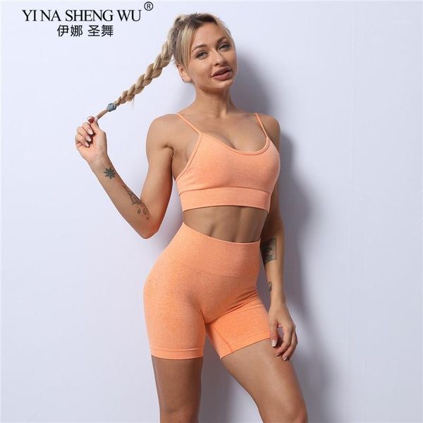 

yoga outfits seamless women set fitness suit woman tracksuit sport pant sleeveless gym wear running clothing shorts activewear 1, White;red