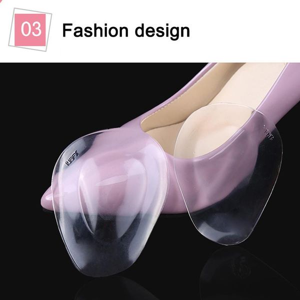 

shoes materials ly 2 pcs soft silicone forefoot invisible high heel slip resistant protective pads, Black