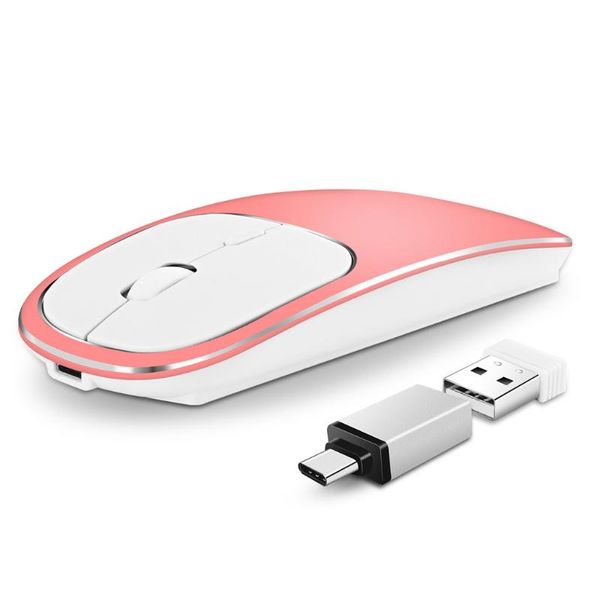 

aluminum rechargeable 2in1 type c usb wireless 2.4ghz 1600dpi mouse for lap1xcb