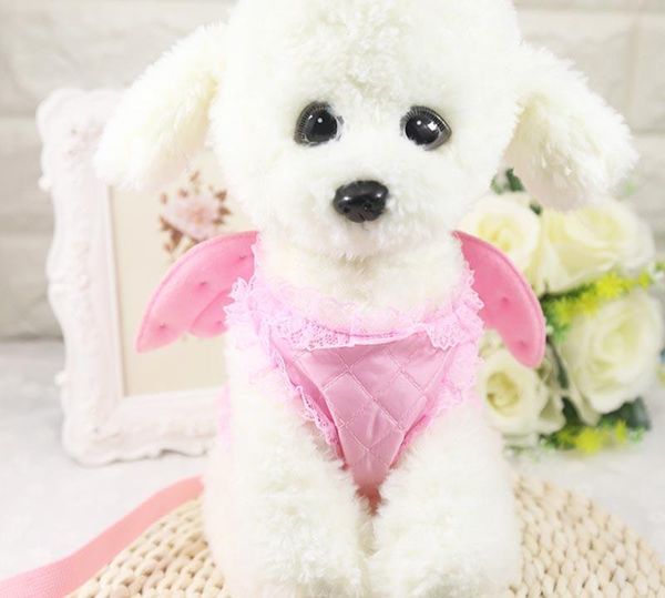 

dog apparel summer pet small cat harness pearl princess angel wing lead leash set for medium dogs vest