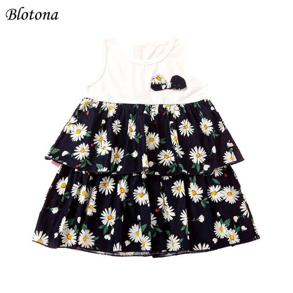

girl's dresses blotona adorable girls summer sleeveless dress fresh little daisy printing stitching a-line princess 18months-6years, Red;yellow