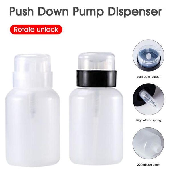 

portable clear pump dispenser push down bottle for nail polish alcohol remover travel size storage bottles & jars