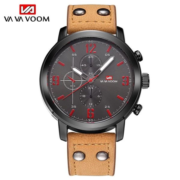 

wristwatches mens design luminoxable military calendar matte leather fashion male sport wrist watches for men, Slivery;brown
