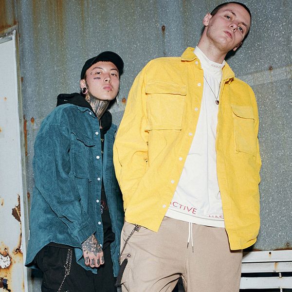 

men spring autumn corduroy vintage oversize hip pop coats streetwear male casual fashion kg-260, Black;brown