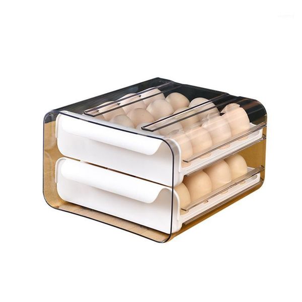 

storage bottles & jars stackable eggs box anti extrusion space saving container kitchen refrigerator case easy clean double layer drawer typ