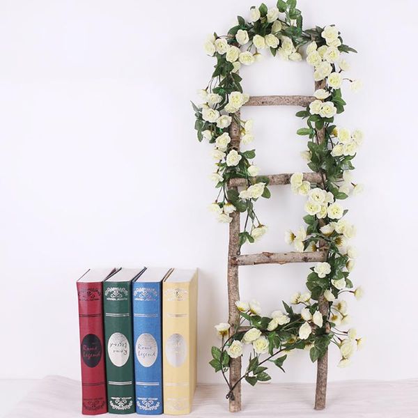 

decorative flowers & wreaths silk rattan string artificial rose fake garland for wedding home garden decoration leaves diy hanging wreath