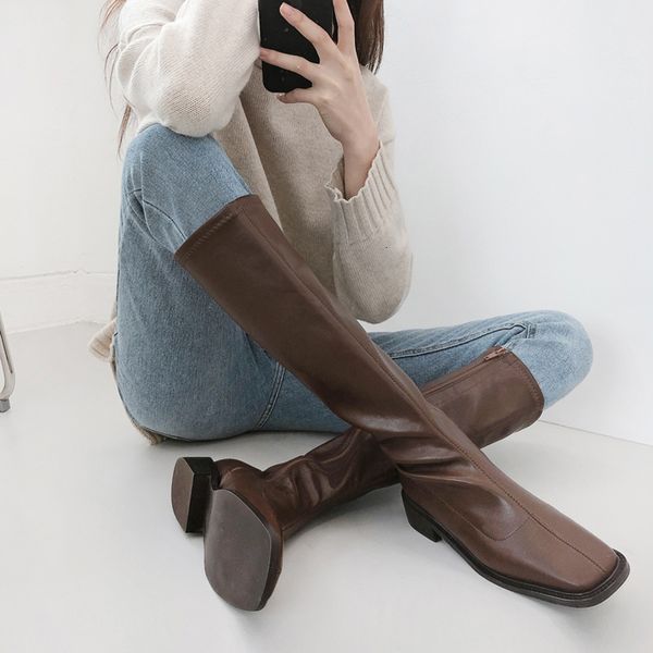 

british a head chunky high heels winter boots woman size 33-42 p11u, Black