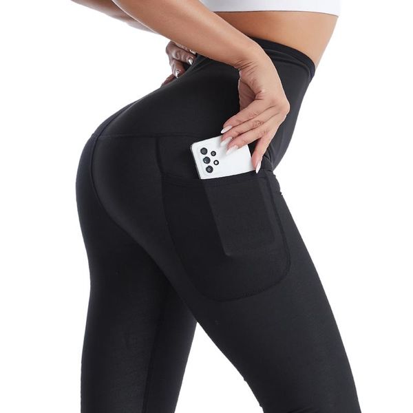 

women's leggings sport women high waist elasticity running sauna legging seamless push up gym quick dry fitness sportswear, Black