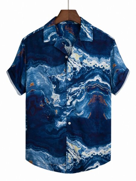 

men random marble print curved hem shirt p5wy#, White;black
