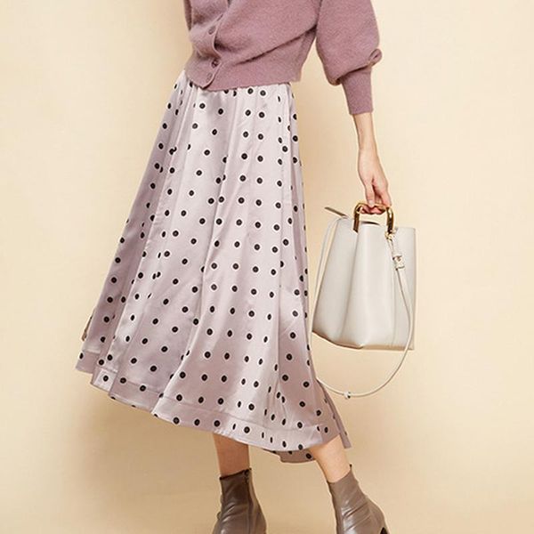 

skirts vintage dot elegant spring summer ouwear skirt women high waist hip a line slim jupe femme 2021 faldas mujer, Black