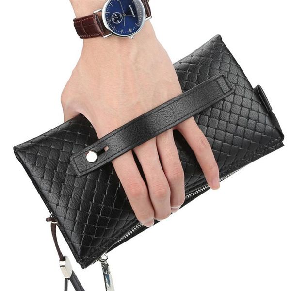 

wallets classic long style card holder men male purse quality zipper large capacity big wallet for, Red;black