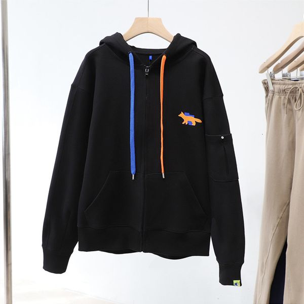 

2021 new fox patch hoodie 1:1 high-quality cardigan ader error maison kitsune pullover harajuku e679, Black