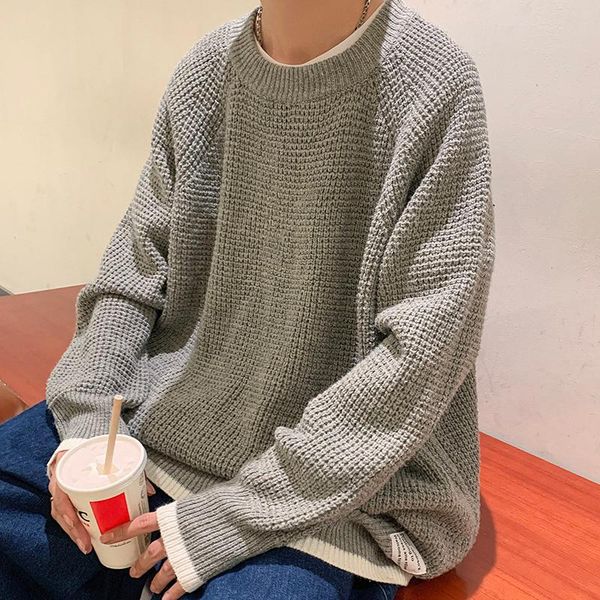 

men's sweaters autumn winter oversize sweater men warm fashion casual knitted pullover korean loose long-sleeved mens jumper, White;black