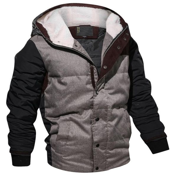 

men's down & parkas brand fashion winter men warm thickening casual hooded collar outdoors breathable coat parka us size jacket wholesa, Black