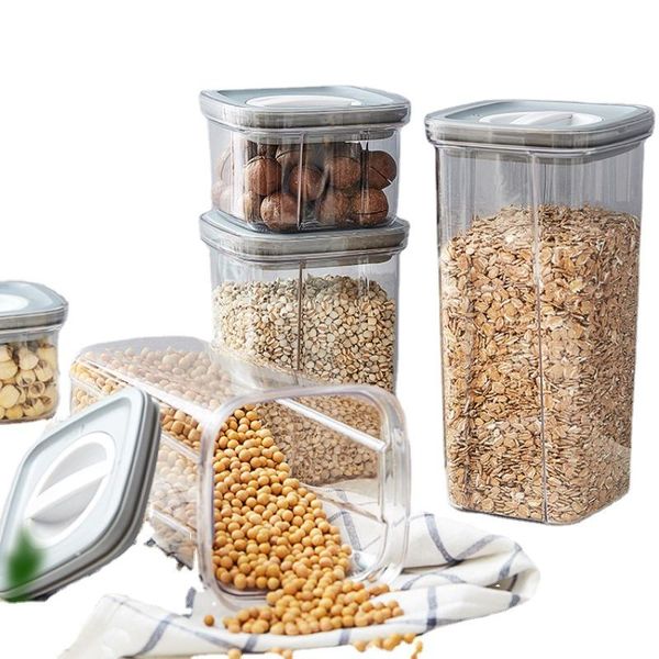 

storage bottles & jars 600-2000ml rotating button design plastic jar coffee bean food chocolate candy walnut nut container box tank