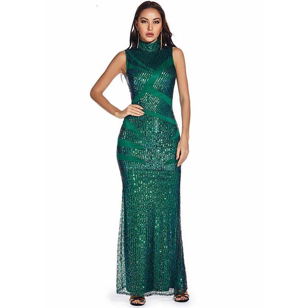 

luxury evening party dresses green sequin quick selling women's wear, Black