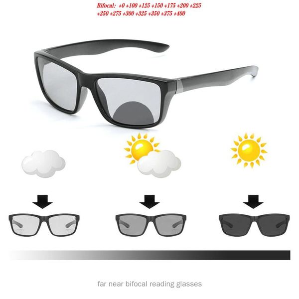 Sonnenbrille Herren Fahren Pochromic Bifokale Lesebrille Sportbrille Frauen Quadratischer Übergang Rezept Sun Reader NX